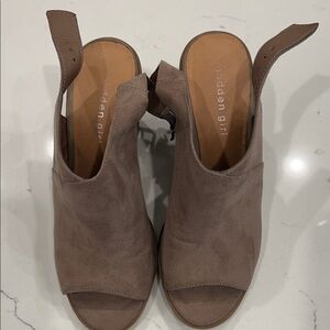 Madden Girl Brown Suede Mules